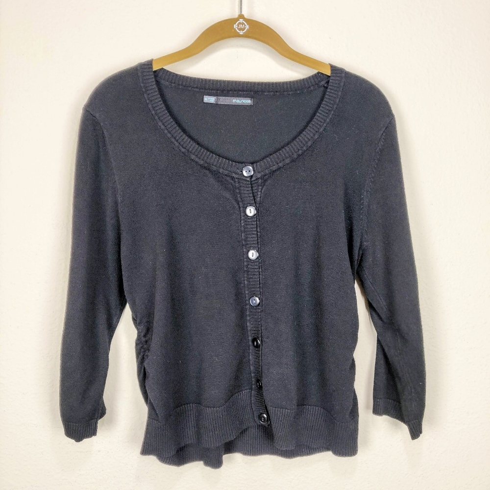 Maurices Black 3/4 Sleeve Cardigan Light Sweater